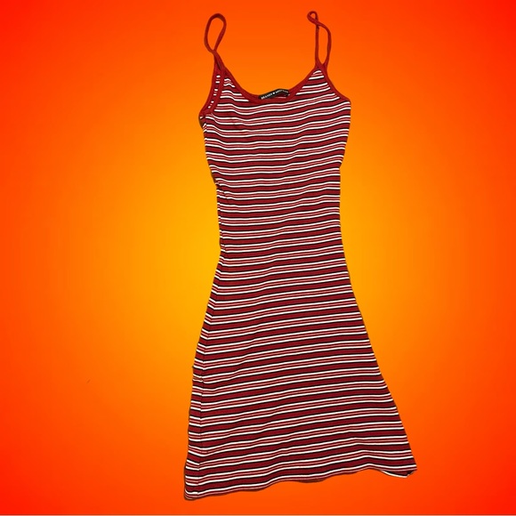 BRANDY MELVILLE STRIPED RED BODYCON MINI DRESS - Picture 1 of 4